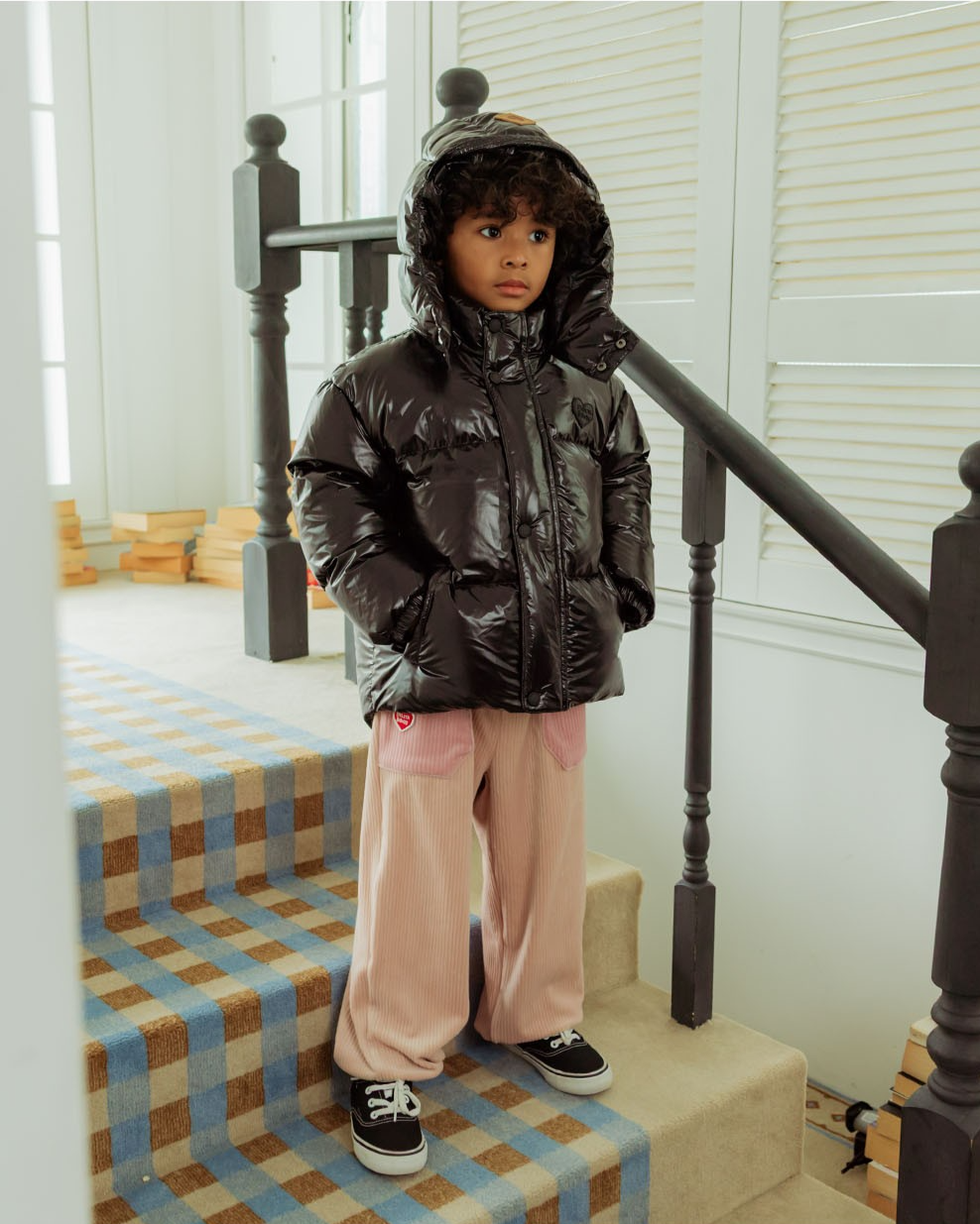 [SET] Pink BB Heart Velour Half Neck Jogger