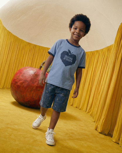 Navy Bubble Apple Short Sleeve