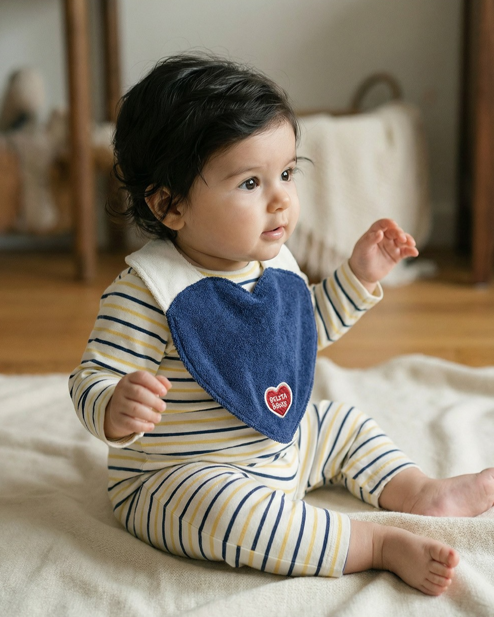 BABY Yellow BB Heart Multi Stripe Jumpsuit