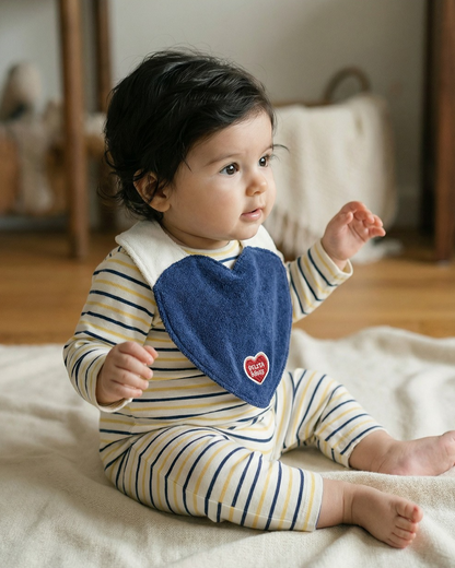 BABY Yellow BB Heart Multi Stripe Jumpsuit