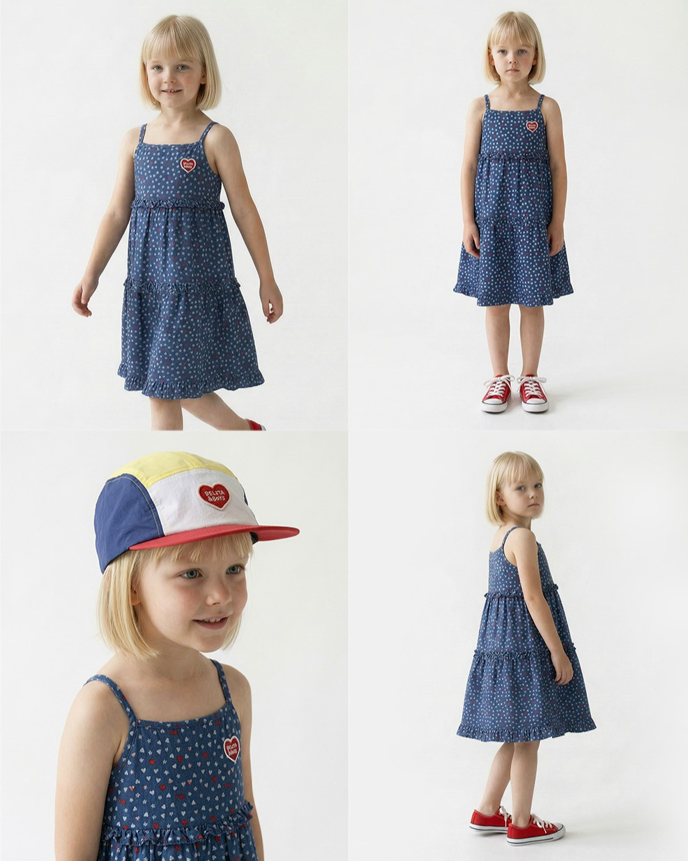 GIRL Blue BB Heart All-Over Denim Dress