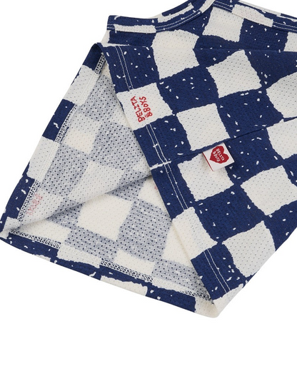 [BABY SET] Blue Checkerboard Mesh Sleeveless Shorts