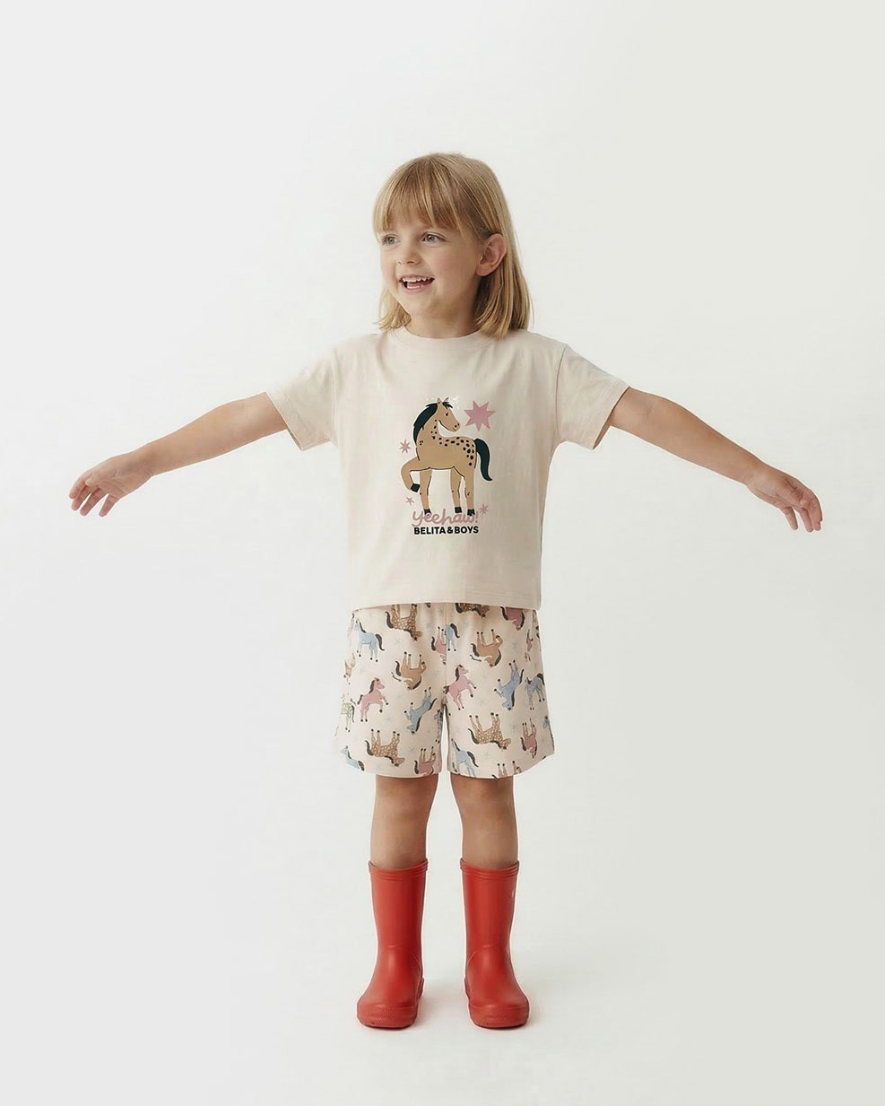 [SET] Light Pink Horse Point Pattern Shorts