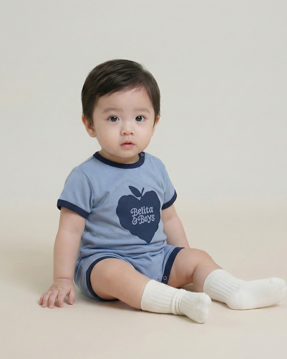 BABY Navy Bubble Apple Short Jumpsuit