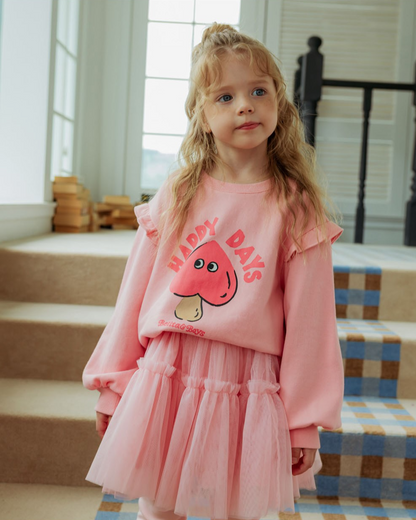 GIRL Pink Mushroom Frill Sweatshirt