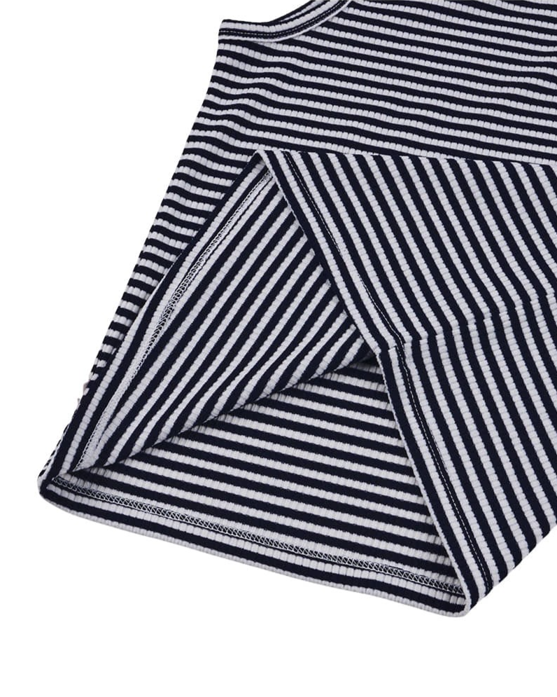 [SET] Navy BB Heart Stripe Sleeveless Shorts