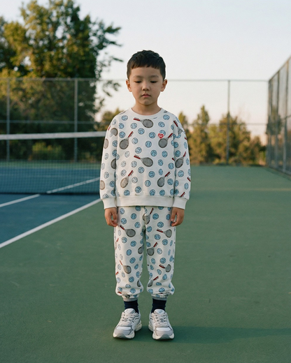 [SET] Ivory Tennis Pattern Jogger