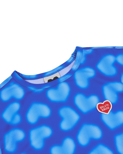 [SET] Blue Water Dye Heart Pattern Mesh Shorts