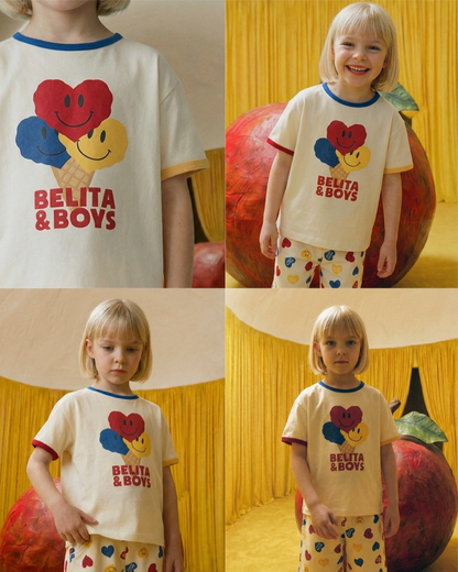 Cream Smile Heart Short Sleeve