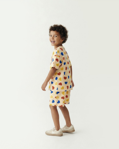 [SET] Light Yellow Smile Heart Pattern Shorts