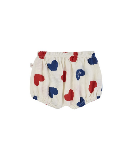 [BABY SET] Ivory Red Blue Heart Pattern Mesh Sleeveless Shorts