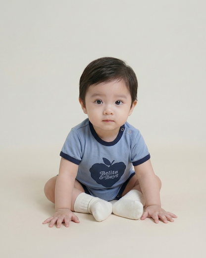 BABY Navy Bubble Apple Short Jumpsuit