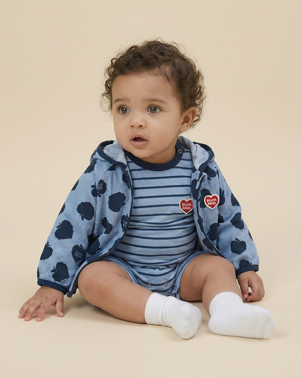 BABY Navy Bubble Apple Pattern Windbreaker