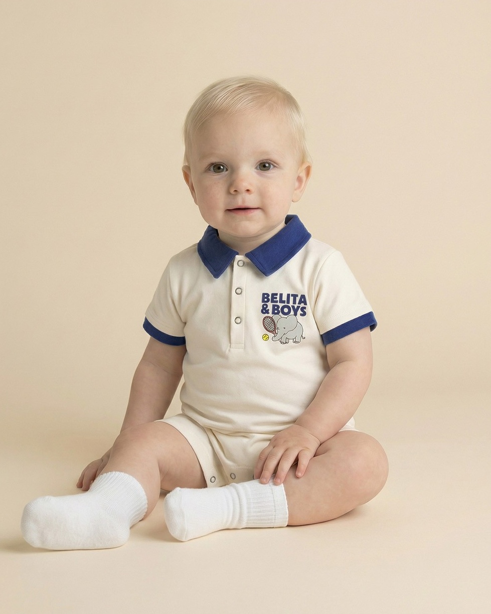 BABY Blue Elephant Collar Jumpsuit