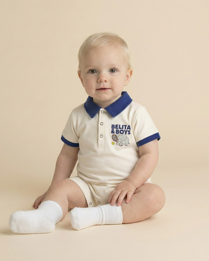 BABY Blue Elephant Collar Jumpsuit