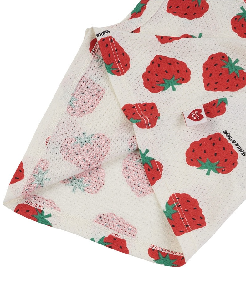 [BABY SET] Red Berry Pattern Mesh Sleeveless Shorts