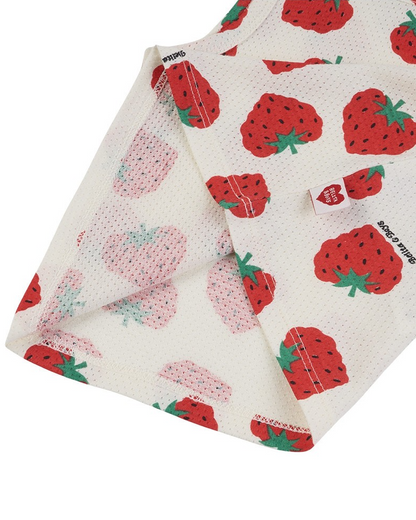 [BABY SET] Red Berry Pattern Mesh Sleeveless Shorts