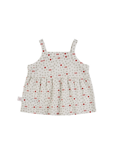 [BABY GIRL SET] Light Grey Heart Star Mesh Sleeveless Shorts