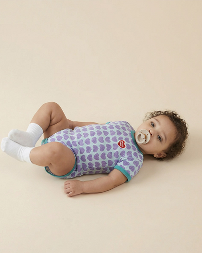 BABY Violet BB Heart Pattern Short Bodysuit