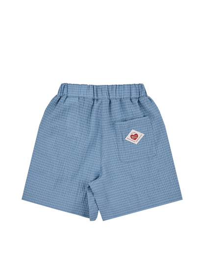 [SET] Light Blue Color Block Polysucker Shirt & Shorts