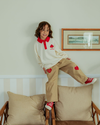 Cream Mushroom Collar Knit Sweater