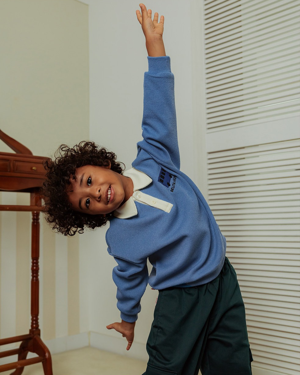 Light Blue Bus Collar Knit Sweater