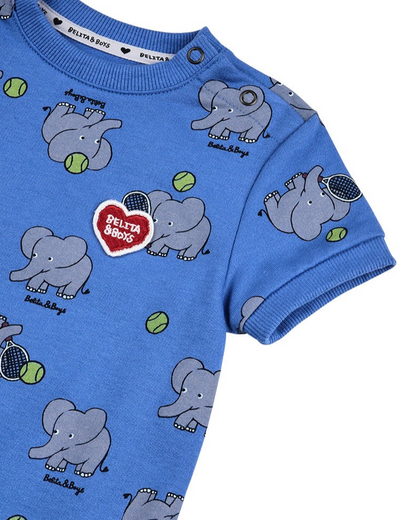 BABY Blue Elephant Pattern Short Jumpsuit