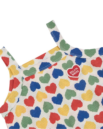 BABY Cream Rainbow Heart Mesh Sleeveless Bodysuit