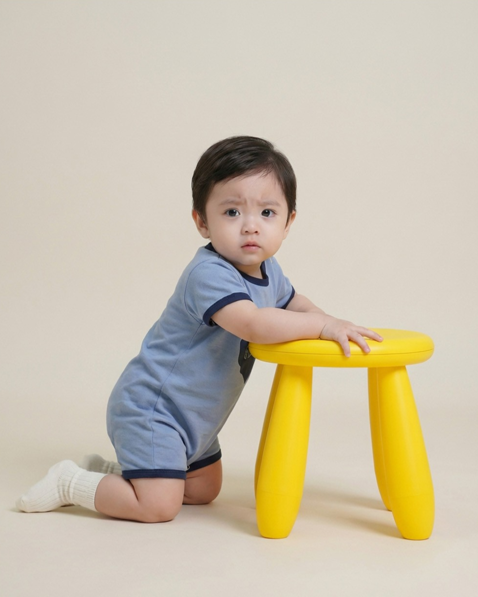 BABY Navy Bubble Apple Short Jumpsuit