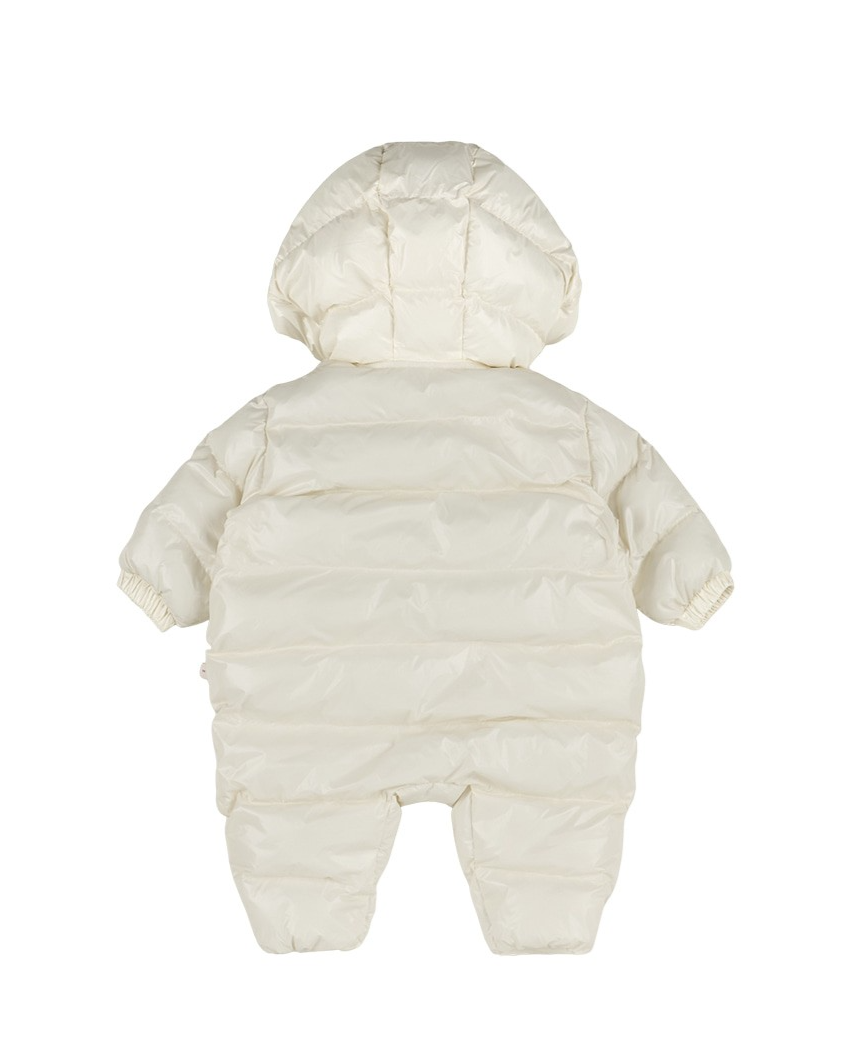 BABY Cream Glossy Hooded Puffer Jumpsuit