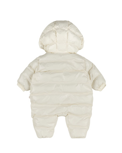 BABY Cream Glossy Hooded Puffer Jumpsuit