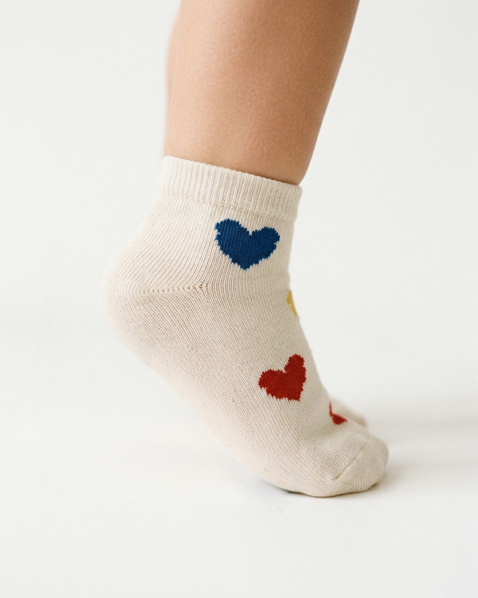 Cream BB Heart Jacquard Socks