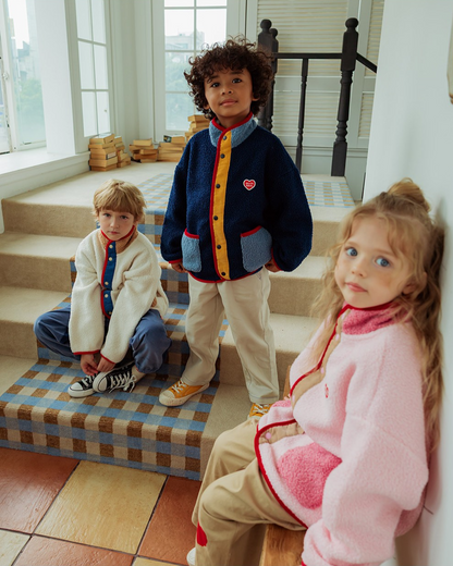 Navy BB Heart Color Block Dumble Fleece Jumper