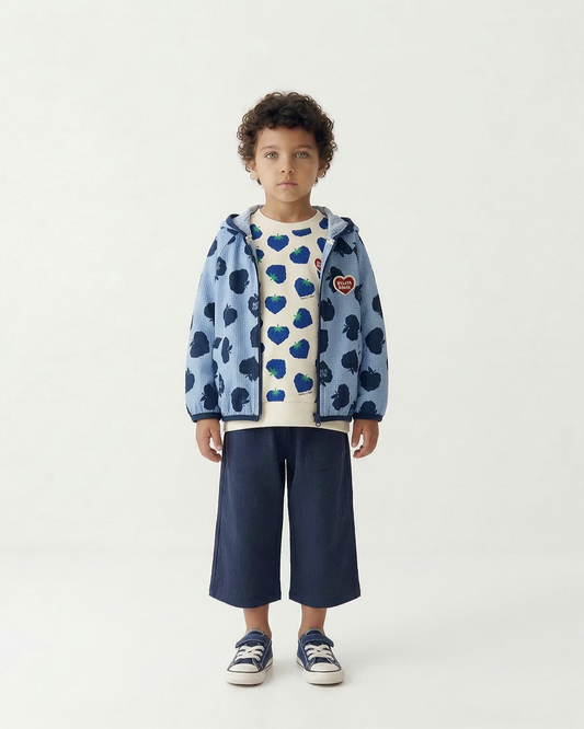 Navy BB Heart Polysucker Crop Pants