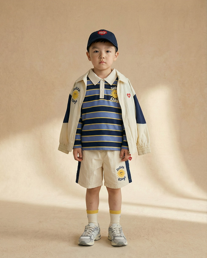Navy Sun Multi Stripe Rugby Shirt