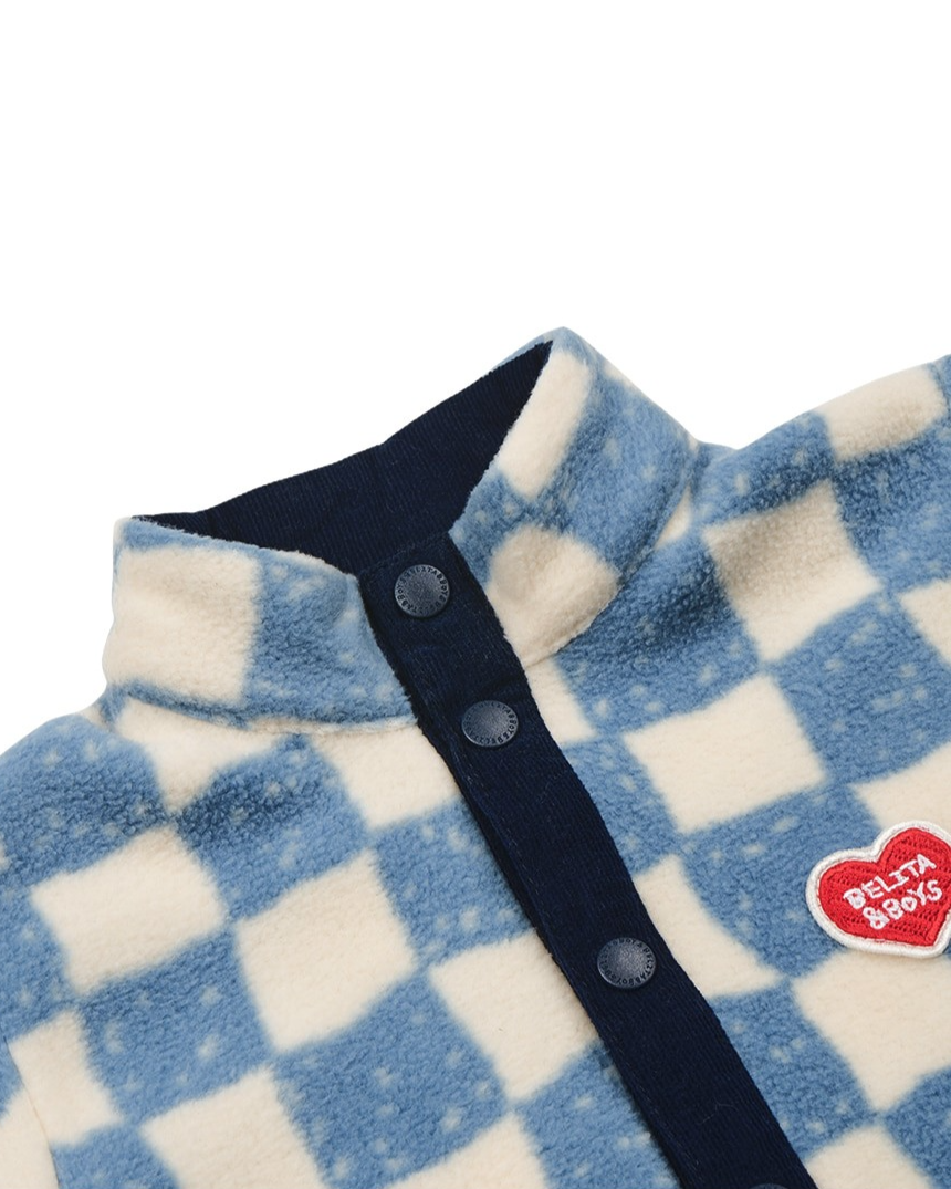 BABY Light Blue Checkerboard Fleece Jumpsuit