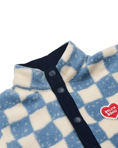 BABY Light Blue Checkerboard Fleece Jumpsuit