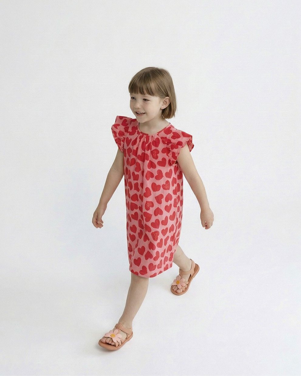 GIRL Pink BB Heart Pattern Polysucker Dress