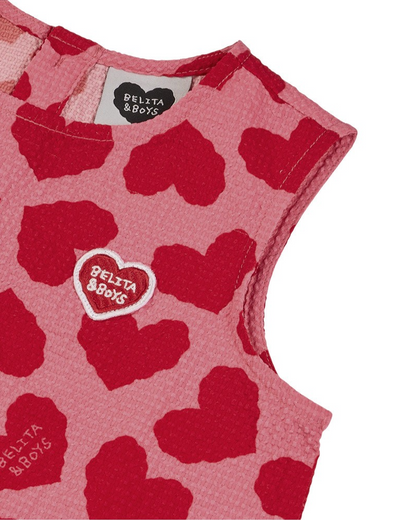 [GIRL SET] Pink BB Heart Pattern Polysucker Blouse & Shorts