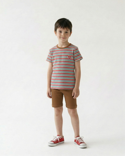 [SET] Brown Colorful Stripe Short One Mile