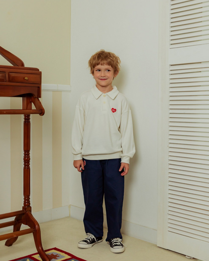 Cream BB Heart Collar Knit Sweater