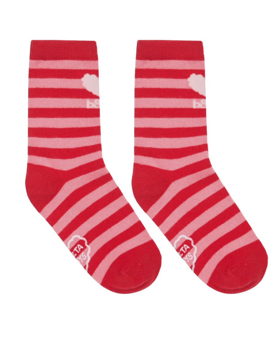 Red Pink BB Heart Stripe Socks