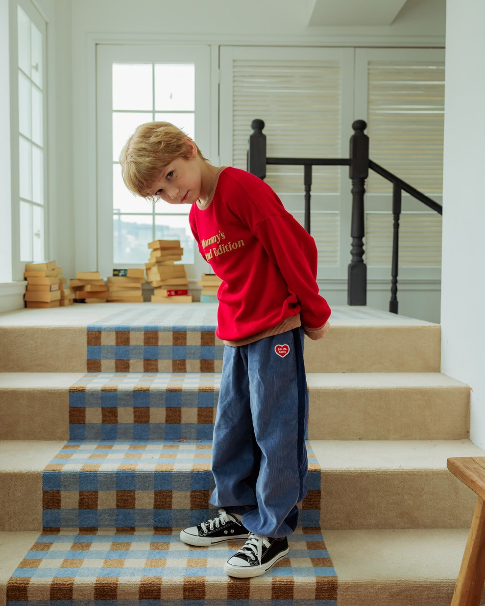 Blue Color Block Corduroy Jogger
