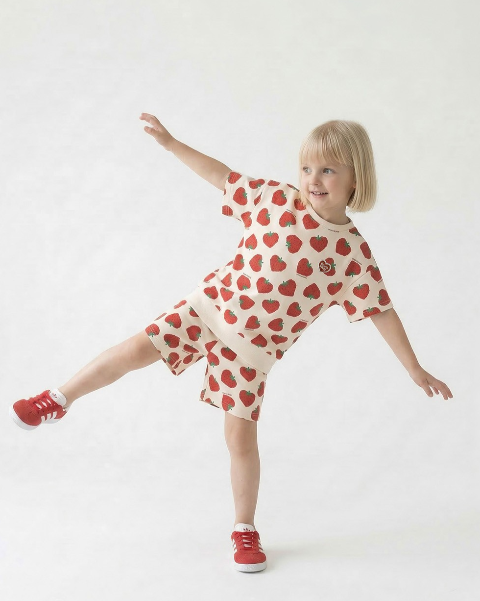 [SET] Red Berry Pattern Shorts