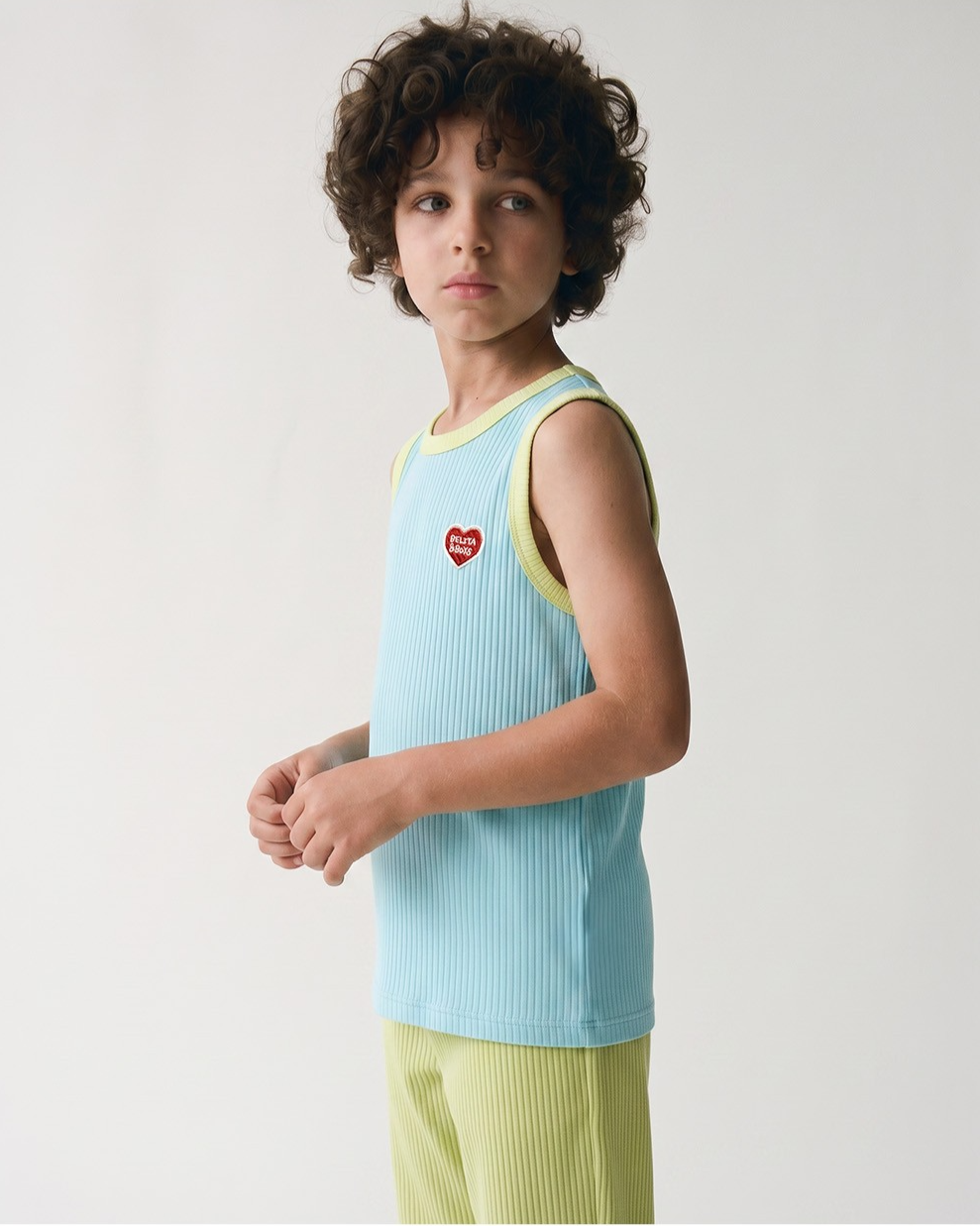 [SET] Light Blue BB Heart Two-Tone Sleeveless One Mile