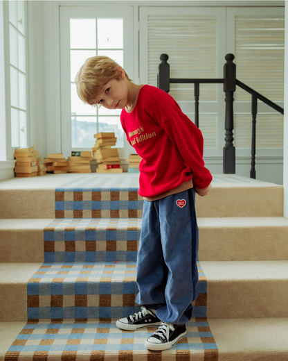 Red Mommy Color Block Knit Sweater