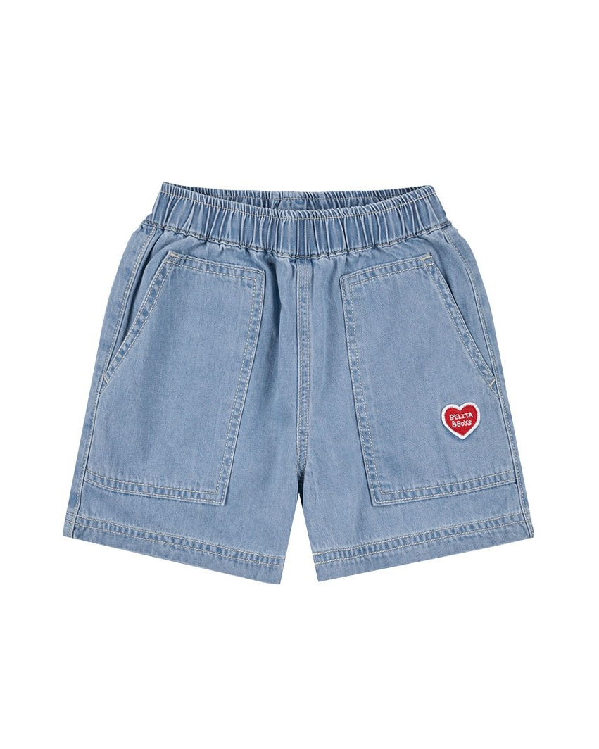 Light Blue BB Heart Fatigue Denim Shorts