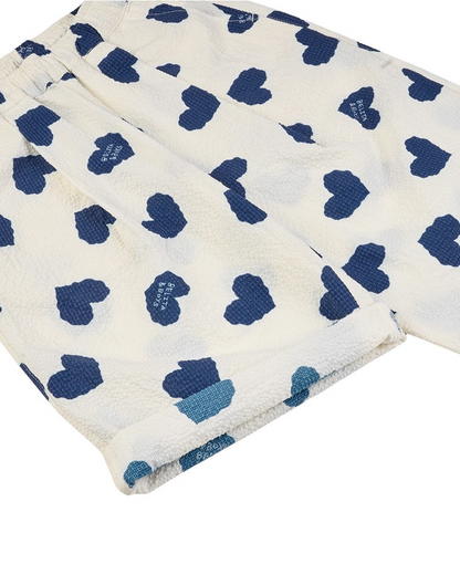 [SET] Blue Heart Pattern Polysucker Sleeveless Crop