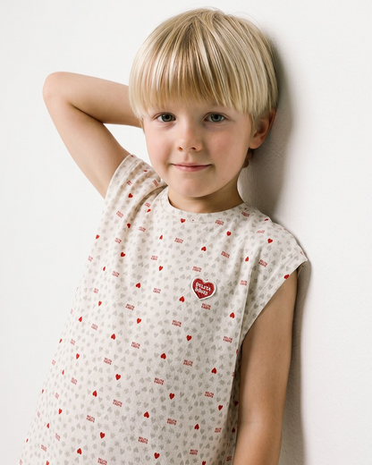 [SET] Light Grey Heart Star Mesh Sleeveless Shorts