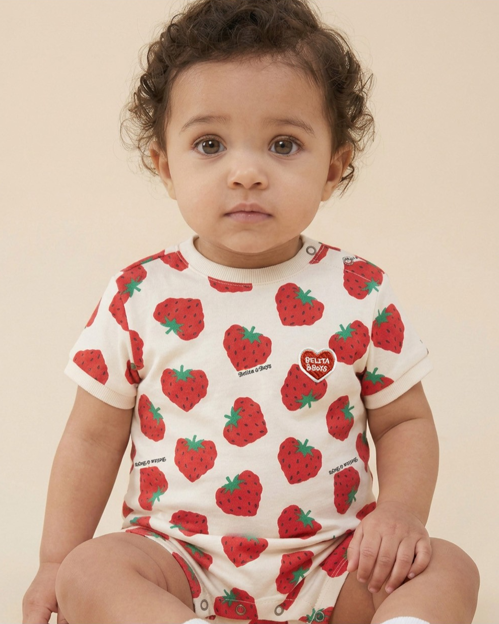 BABY Red Berry Pattern Short Jumpsuit